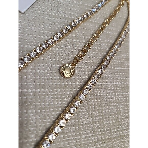 NWT Baublebar Bennett Clear CZ 18k Gold Plated Silver Tennis Necklace 16-19" - Picture 4 of 5